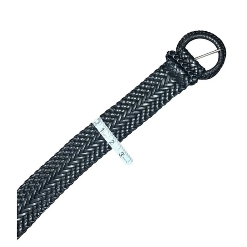 Y2K Vintage Black Chunky Braided Waist Belt -‎ XL - 38